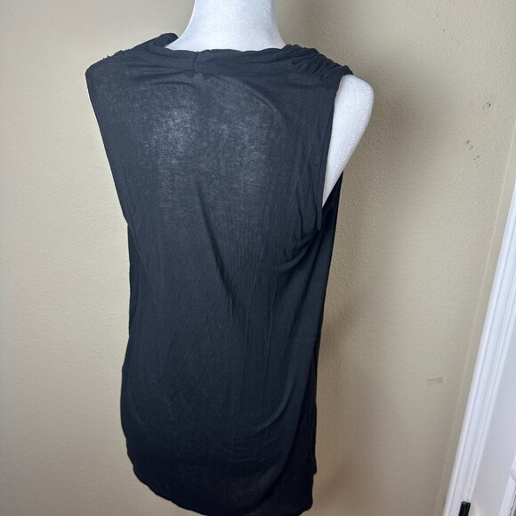 ELLA MOSS Asymmetrical Drape Wrap Front Top Black Size Large - Picture 6 of 10